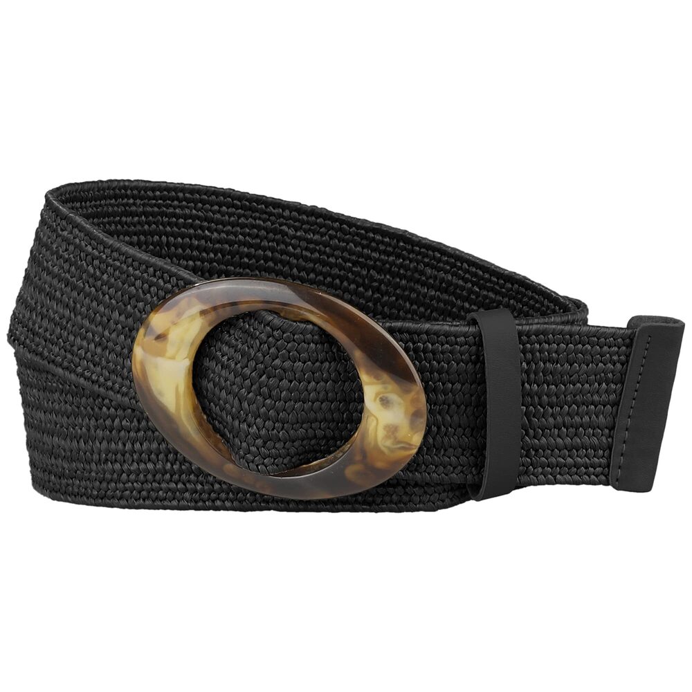 9628 Woven Wide Stretch Belts, Straw Rattan Buckle Elastic Belts Waistband